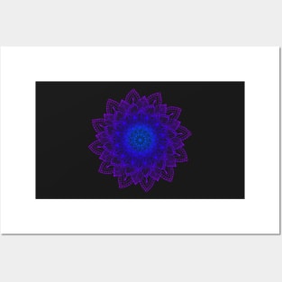 Purple-Blue Digital Mandala Posters and Art